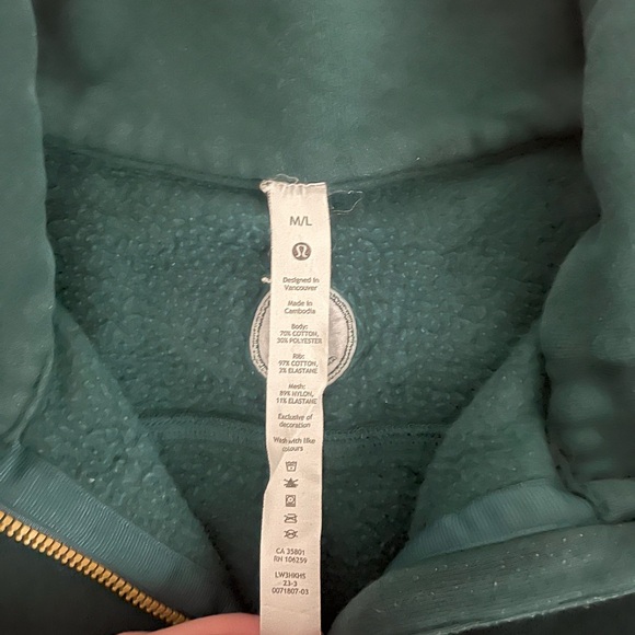 Lululemon Scuba Oversized Funnel Neck Half Zip *Gold Zipper Storm Teal - Picture 3 of 4
